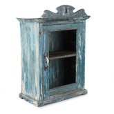 Indian Hand Carved Glass Door Solid Wood Small Cabinet D23